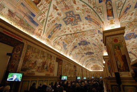 米开朗基罗在西斯廷礼拜堂留下的壁画巨制。（Eric Vandeville/Vatican Pool/Getty Images）