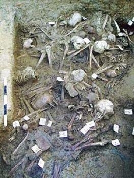 考古發現古羅馬人因瘟疫死亡後的遺骨。（網絡圖片）