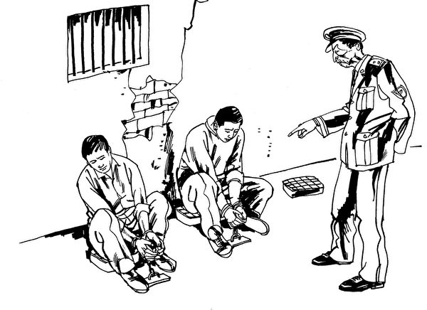 中共酷刑示意图：罚坐（图片来源：明慧网）