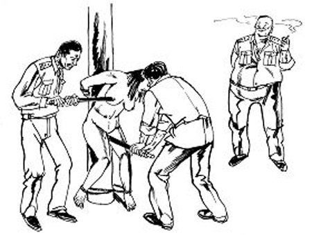 中共酷刑——高压电棍电击敏感部位（明慧网）