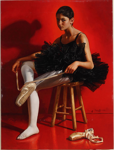 西班牙画家Picart的画作《芭蕾舞者爱蕾歌拉肖像》（Allegra's Portrait as Ballerina）获得银奖。（ Gabriel Picart提供）