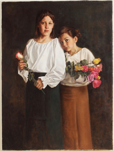 美国画家Daniel Murri的画作《卖花的女孩》（Flower Girls）获得杰出人文奖。（Daniel Murri提供）