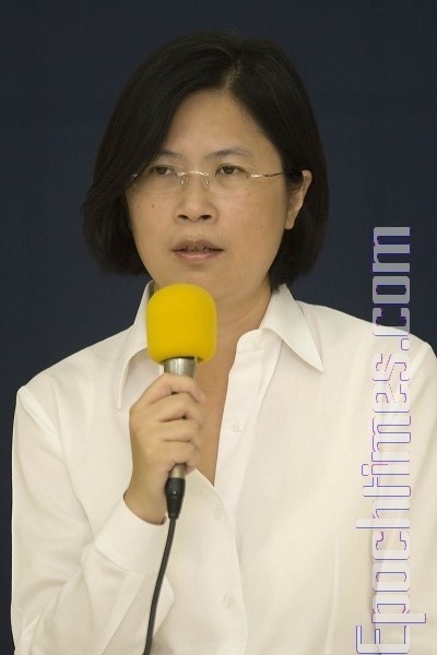 台湾法轮功人权律师团发言人朱婉琪。（王仁骏/大纪元）