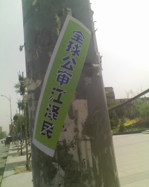 遼寧一城市出現「全球公審江澤民」等標語。（明慧網）