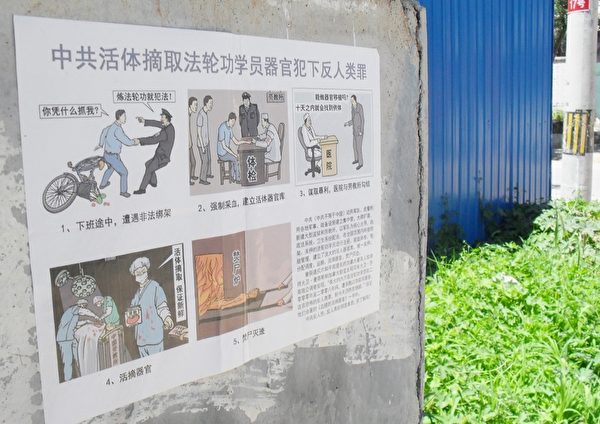 在河北省三河市的街頭巷尾見到的「全球公審江澤民」等真相標語。（明慧網）