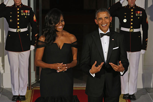 9月25日晚上，中共國家主席習近平、夫人彭麗媛應邀出席美國總統奧巴馬夫婦在白宮舉辦的國宴。圖為奧巴馬夫婦。(Chip Somodevilla/Getty Images)