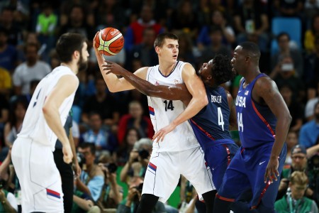  美國男籃在8月21日里約奧運會決賽上。