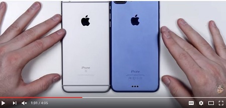 傳iPhone7Plus背部有3個金屬點，如同iPadPro的設計，這可能意味著，蘋果將為iPhone7Plus提供更多的官方智能連接配件。（youtube視頻截圖）