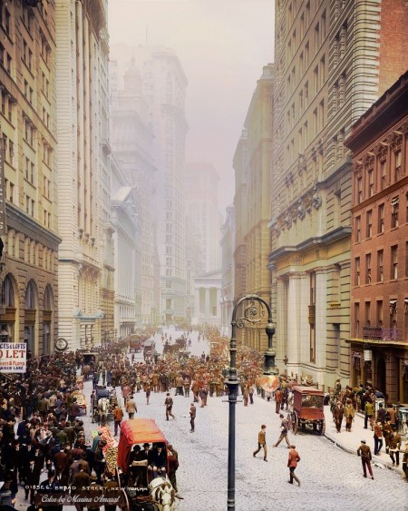 1905年的紐約布羅德街（Broad Street，又名寬街）。(Courtesy of Marina Amaral)