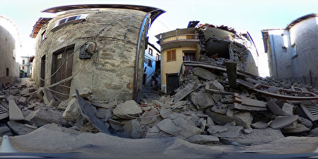 義大利PERUGIA,被震毀的建築（360度）。Getty Images)