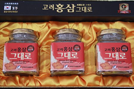 100%纯天然的韩国锦山红参切片。（张岳/大纪元）