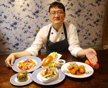 帕莎蒂娜主厨杨国诚精心设计的“鬼魅夜影－万圣节双人分享餐”，6道料理，满足味蕾、惊艳视觉。（方金媛／大纪元）