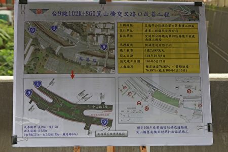 公路總局規劃的箕山橋交叉路口改善工程圖說。（曾漢東／大紀元）