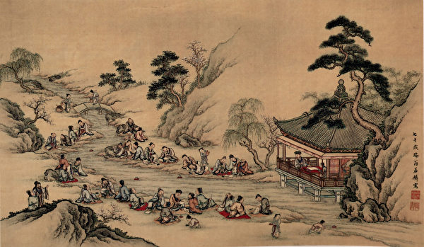 Meandering Stream at Lan ting Yamamoto Jakurin Hanging scroll color on silk